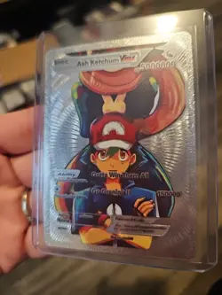 Ash Ketchum Vmax Silver Foil Fan Art Vinyl Premium Collector Card Center - Image 2