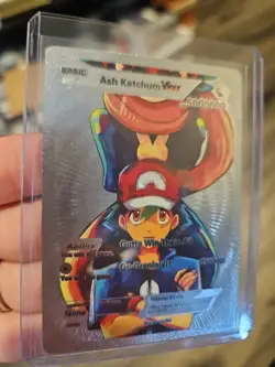 Ash Ketchum Vmax Silver Foil Fan Art Vinyl Premium Collector Card Center - Image 4