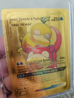 Slowpoke & Psyduck Gold Foil Fan Art Vinyl Collector Card - Image 3