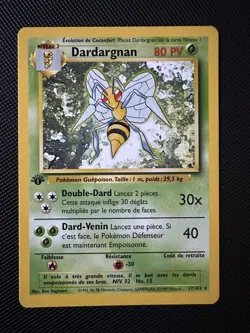 Dardargnan 17/102 Rare Edition 1 Set de Base 1998 Francais FR Pokemon Card - Image 1