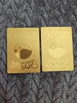 Pikachu V LOT of 2 Gold Foil Vinyl Fan Art Collector Card Charge Thunderbolt - Image 2