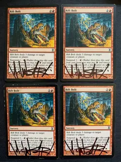 MTG Magic the Gathering x4 Rift Bolt Signed Time Spiral Burn Sutfin - Image 1