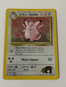 Pokemon TCG Erika's Clefable Gym Heroes Holo Card 3/132 Unlimited Rare - Image 1