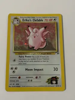 Pokemon TCG Erika's Clefable Gym Heroes Holo Card 3/132 Unlimited Rare - Image 2