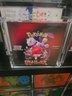 New sealed Japanese Glory of Team Rocket Pokemon booster box w/ acrylic case - Image 1