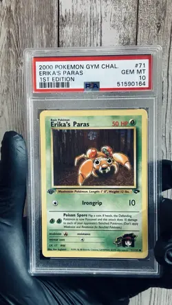 Pokemon TCG Erika's Paras 71/132 Gym Challenge 1st Edition PSA 10 50 HP - Image 1