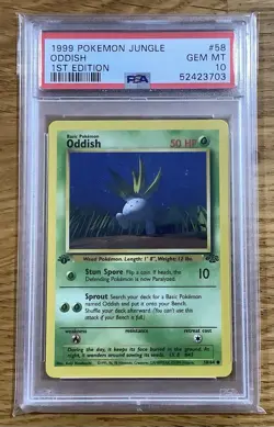 1999 Pokemon Jungle 1st Edition ODDISH #58 PSA Gem Mint 10 - Image 1