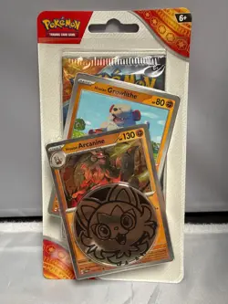 Pokemon TCG Surging Sparks Checklane Blister Hisuian Growlithe Arcanine Sealed - Image 1