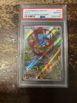 ✨ PSA 10 GEM MINT ✨ RIOLU 2025 POKEMON MEP EN-ME BLACK STAR PROMO #010 RARE HTF - Image 1