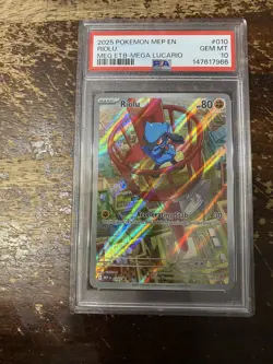 ✨ PSA 10 GEM MINT ✨ RIOLU 2025 POKEMON MEP EN-ME BLACK STAR PROMO #010 RARE NEW - Image 1
