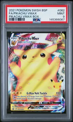 2021 POKEMON SWSH BLACK STAR PROMO PIKACHU VMAX BOX FULL ART/PIKACHU VMAX PSA 9 - Image 1