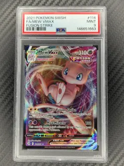 PSA 9 Mew VMAX 114/264 Full Art Fusion Strike Pokemon TCG MINT - Image 2