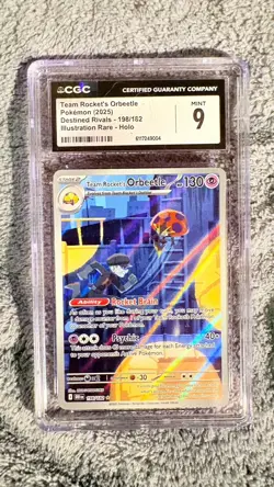 2025 POKEMON DRI EN-DESTINED RIVALS #198 TEAM ROCKET'S ORBEETLE CGC 9 - Image 1