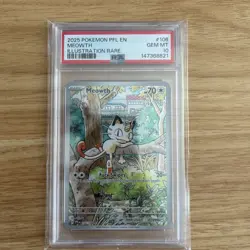 Pokemon TCG Meowth Full Art 106/094 Phantasmal Flames PSA 10 Gem Mint 2025 - Image 1