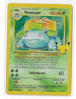 Venusaur 15/102 Celebrations Classic Collection Holo Rare Pokemon TCG Card NM - Image 1