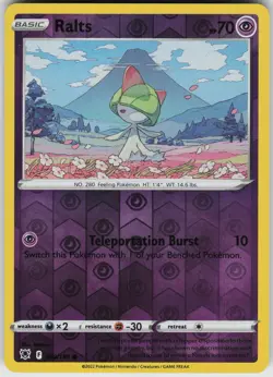 Pokemon Ralts 060/189 SWSH10: Astral Radiance Reverse Holo card - Image 1