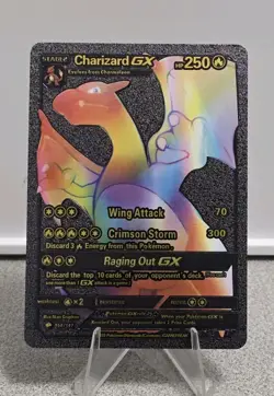 Pokemon Charizard GX 250hp Black Foil Fan Art Collector Card TCG Rainbow - Image 1