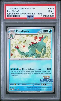 2025 Black Star Promo Illustration Contest 2024 # 213 Feraligatr PSA 9 Card - Image 1