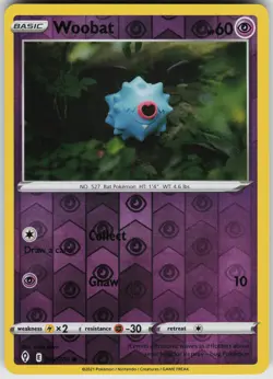 Pokemon Woobat 068/203 SWSH07: Evolving Skies Reverse Holo card - Image 1