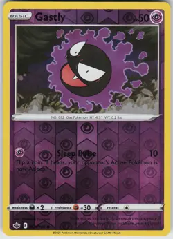 Pokemon Gastly 055/198 SWSH06: Chilling Reign Reverse Holo card - Image 1