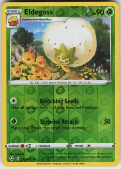 Pokemon Eldegoss 015/072 Shining Fates Reverse Holo card - Image 1