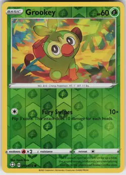 Pokemon Grookey (010) 010/202 SWSH01: Sword & Shield Base Set Reverse Holo card - Image 1