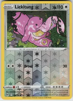 Pokemon Lickitung 138/196 SWSH11: Lost Origin Reverse Holo card - Image 1