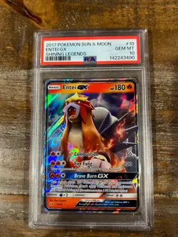 POKEMON 2017 Sun Moon Shining Legends ENTEI GX #10 PSA 10 Gem Mint RARE - Image 1