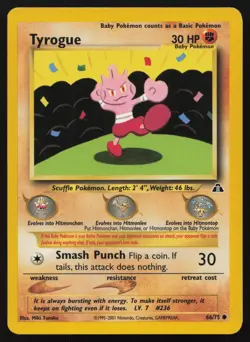 Tyrogue 66/75 Unlimited Common Neo Discovery Pokemon English LP - Image 1