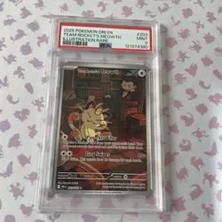 Team Rocket's Meowth #203 Pokemon Destined Rivals PSA 9 Mint Graded Card - Image 1