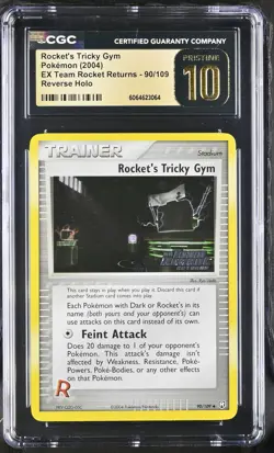 CGC 10 PRISTINE Rocket's Tricky Gym Team Rocket Returns 90/109 Holo Pokemon - Image 1