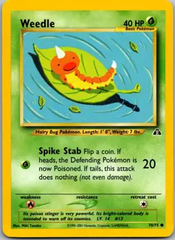 Weedle 70/75 Common Neo Discovery Pokemon Near Mint - Image 1