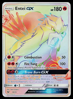 Pokemon Card Shining Legends Entei GX 74/73 Rare Rainbow - Image 1