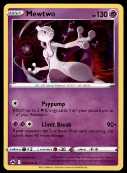 Mewtwo 059/159 Holo Rare Crown Zenith Pokemon Holo Near Mint - Image 1