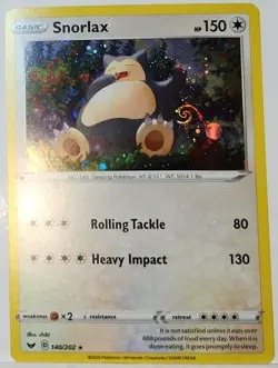HD Fart Swirl 🌀 Snorlax 140/202 Cosmos Holo Bleed Error Rare Pokemon TCG ✨ - Image 1