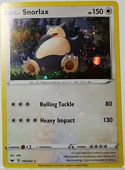 HD Fart Swirl 🌀 Snorlax 140/202 Cosmos Holo Bleed Error Rare Pokemon TCG ✨ - Image 4