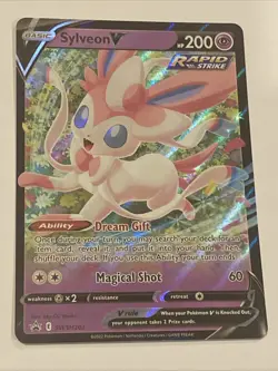 POKEMON SYLVEON V SWSH202 HOLO SWORD & SHIELD BLACK STAR PROMO LP - Image 1