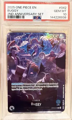 2025 ONE PIECE ENGLISH VERSION 2ND ANNIVERSARY SET #042 BUGGY PSA 10 - Image 4