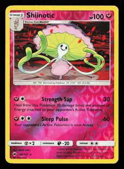 Shiinotic 98/147 Reverse Holo Rare Burning Shadows Pokemon Card - Image 1