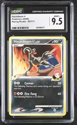 CGC 9.5 MINT+ Houndoom 4 2009 Rising Rivals 65/111 Pokemon Card - Image 1