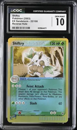 CGC 10 GEM MINT Shiftry 22/100 Ex Sandstorm REVERSE HOLO Rare 2003 Pokemon POP 4 - Image 1