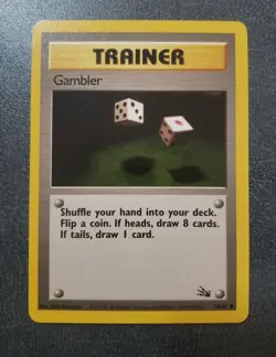 VINTAGE Pokemon - COMMON - 60/62 - Trainer - Gambler - NEAR MINT/MINT - Image 1