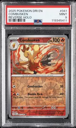 2025 POKEMON DRI EN-DESTINED RIVALS REVERSE HOLO #041 COMBUSKEN PSA 9 - Image 1