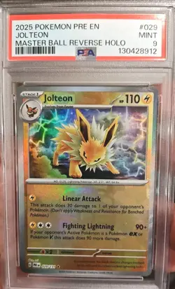2025 Pokemon JOLTEON Master Ball Reverse Holo 029/132 PSA - Image 1