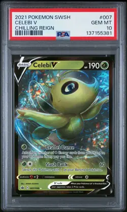 2021 POKEMON SWORD & SHIELD CHILLING REIGN #007 CELEBI V PSA 10 - Image 1