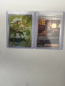 Pokemon Scarlet/Violet Giovanni's Charisma & Caterpie Full Art Holos - Image 3