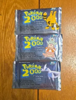 Topps Pokemon the Movie 2000 Sealed Booster Pack Artset (Three Sealed Boosters) - Image 1