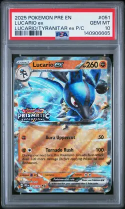 2025 POKEMON PRE EN-PRISMATIC EVOLUTIONS #051 LUCARIO EX PSA 10 - Image 1
