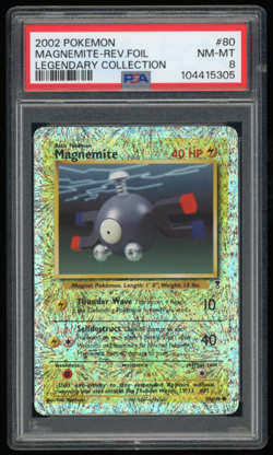 2002 POKEMON LEGENDARY COLLECTION 80/110 MAGNEMITE REVERSE FOIL PSA 8 - Image 1