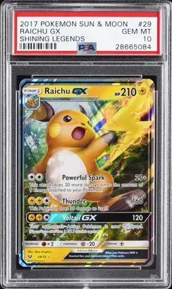 2017 POKEMON SUN & MOON SHINING LEGENDS #29 RAICHU GX PSA 10 - Image 1